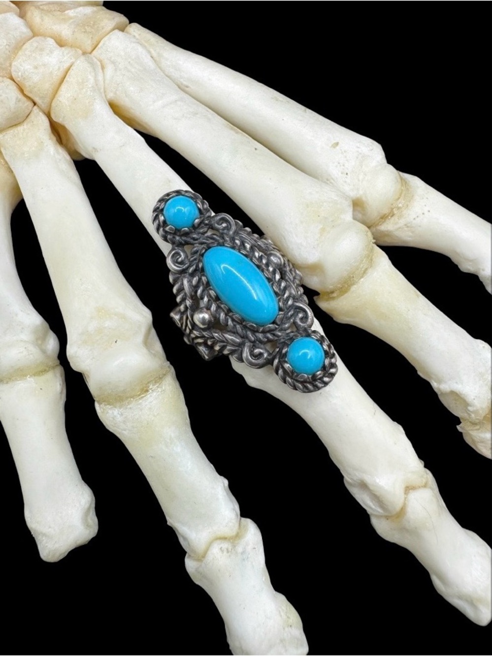 Vintage Southwest Carolyn Pollack Sterling Sleeping Beauty Turquoise Ring 6.25